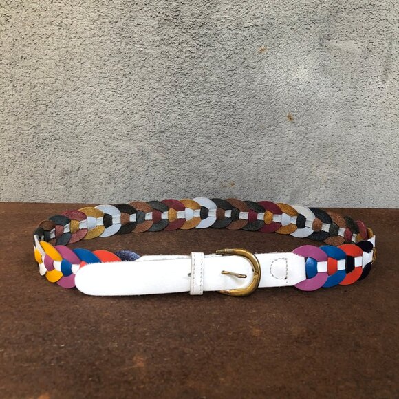 Vintage 100% Genuine Leather Belt Funky Colourful Scandi Girl Scandinavian Boho - Picture 3 of 6